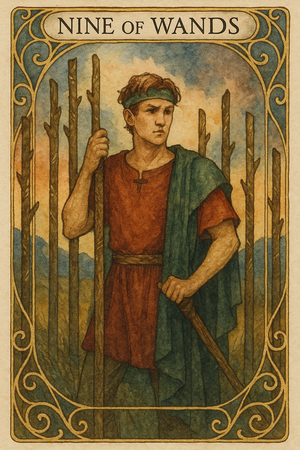 Nine of Wands Tarot Card